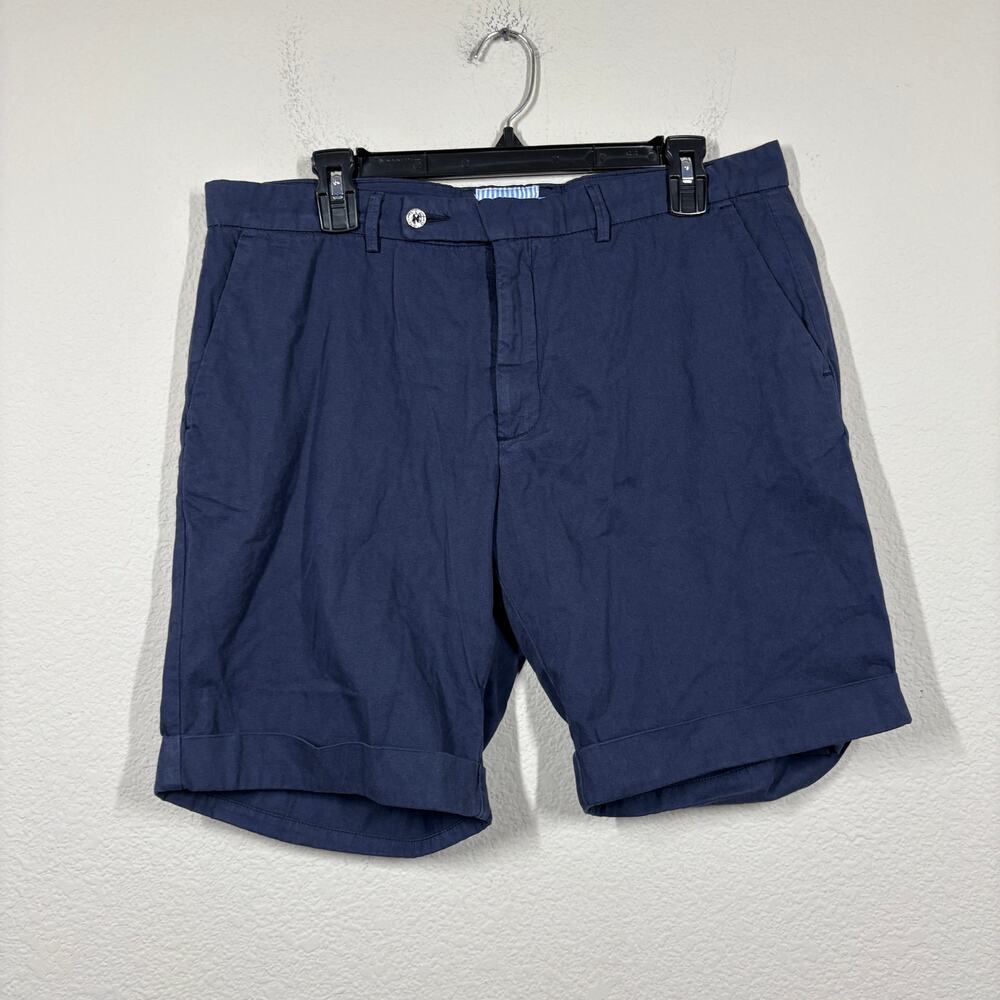Les Canebiers Mens Size 2XL Aiguier Chino Golf Shorts Navy Cotton Cuffed Hem
